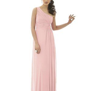 After Six 6651..Full Length, One shoulder, Chiffon Dress...Rose..Size 2 UK.NWT